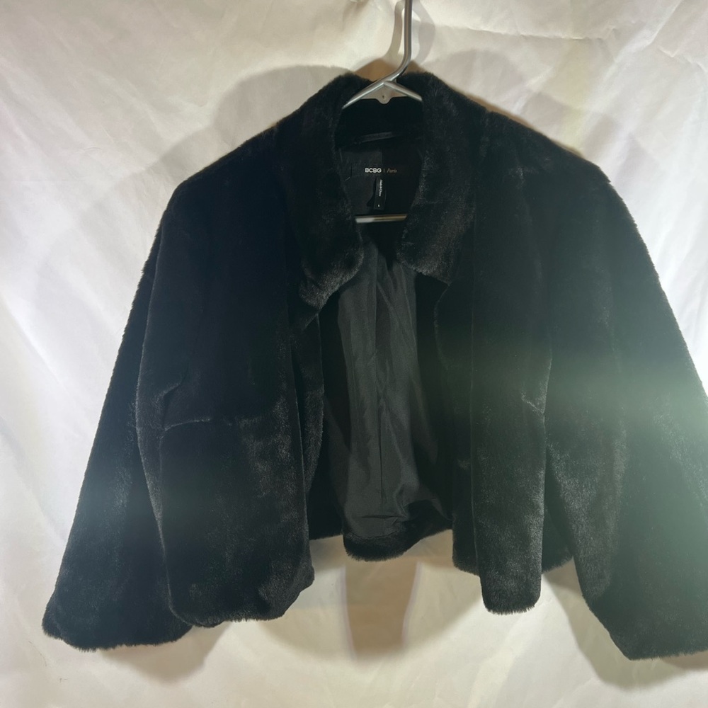 BCBG Women's Elegant Black Teddy Jacket
